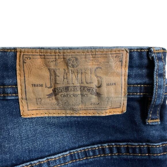 Akademiks Jeanius Men's Slim Straight Jeans Size 32x30 Dark Wash Blue Denim Y2K - Picture 11 of 12